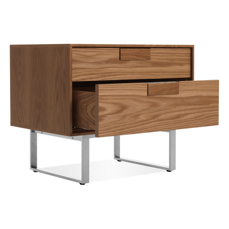 Series 11 2 - Drawer Nightstand, Silver/Walnut