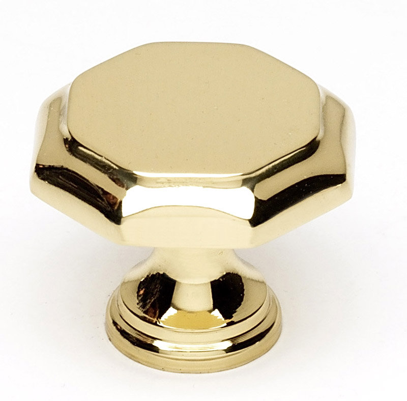 Bouton géométrique, H 1,125 po x l 1,375 po x P 0,75 po, Laiton poli