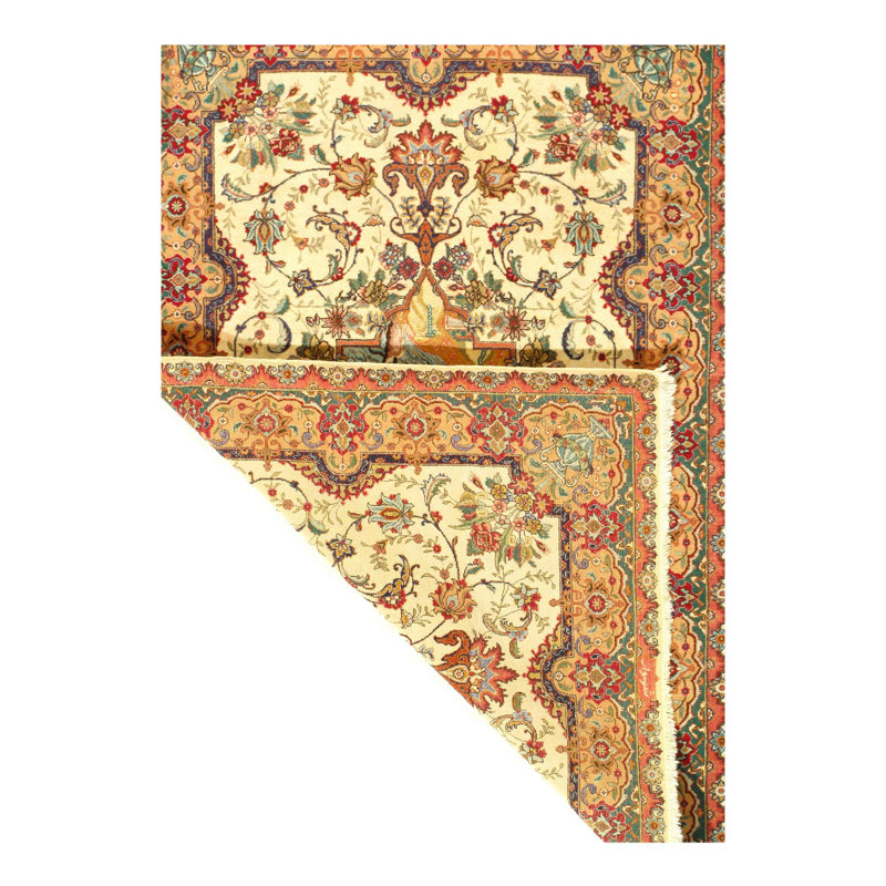 Tapis oriental brun / beige en laine / coton 4 pi 11 po x 3 pi 2 po Mehman