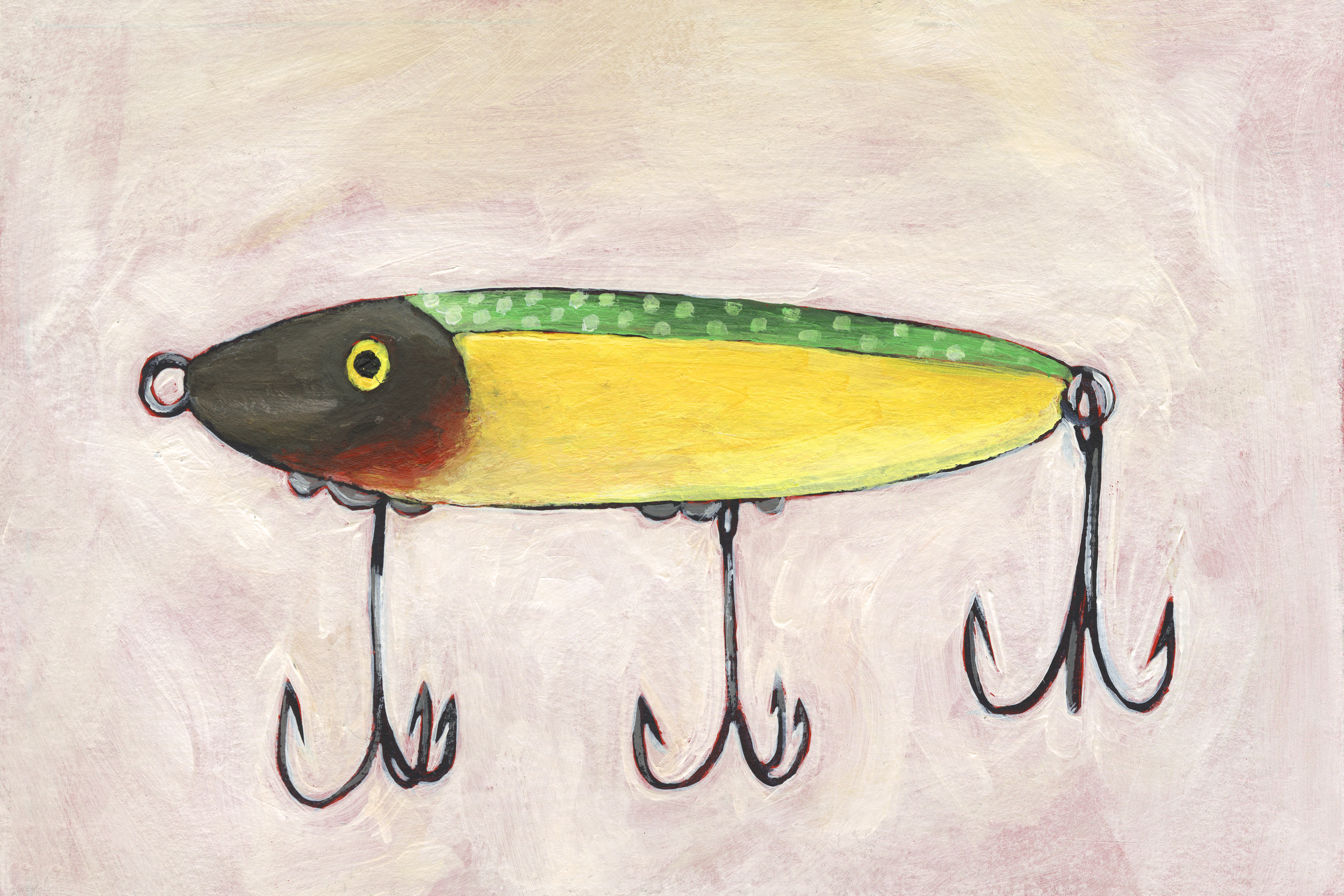 Retro Fishing Lure IV On Canvas by Regina Moore Painting