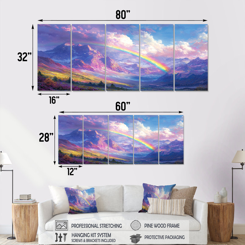 Supai - arc-en-ciel - Art mural traditionnel, H 28 po x l 60 po, 5