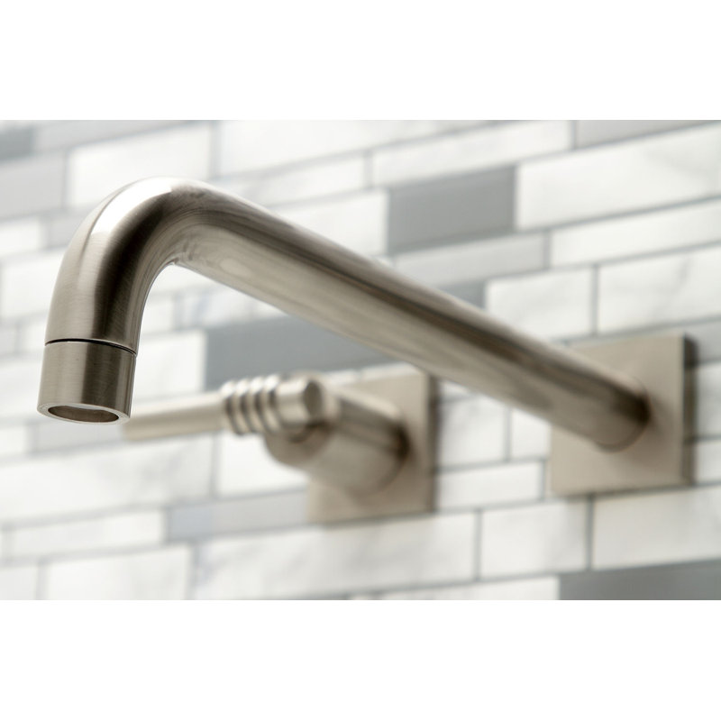 Kingston Brass Milano Two-Handle 3-Hole Wall Mount Roman Tub Faucet, Brushed Nickel, Milano 1