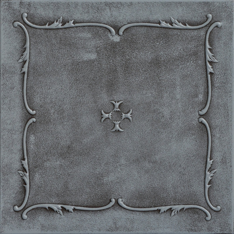 Carreau de plafond en polystyrène collé 1,6 pi x 1,6 pi Spring Buds, Gris mousse