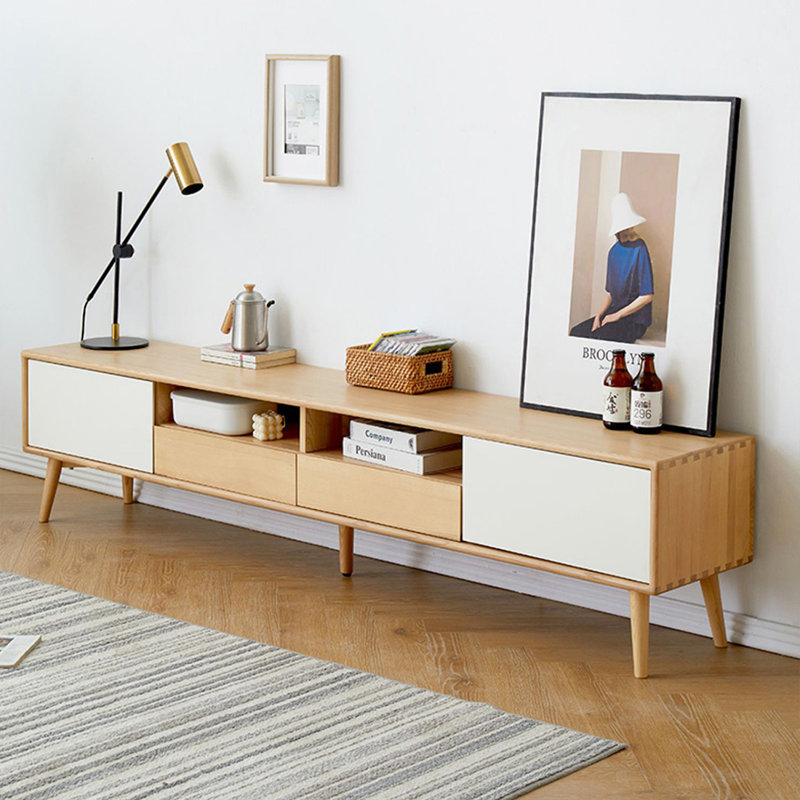 Meuble télé Modern Burlywood, H 17,72 po x L 86,61 po x l 13,78 po