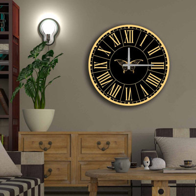 Horloge murale décorative élégante, 19,7 po de diamètre, 100% panneau de fibres à densité moyenne avec une épaisseur de 0,2 po | Nécessite 1 pile AA (non incluse) | Parfait pour la décoration intérieure, l'esthétique moderne et l'élégance intemporelle
