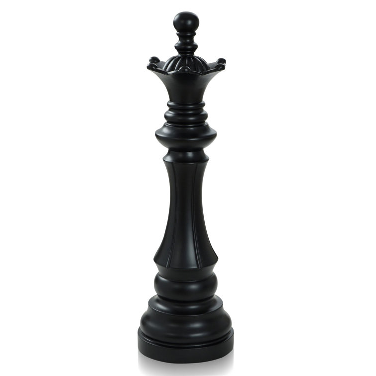 Large Chess Set Statue Sculpture Black Modern Home Decor King Queen Knight