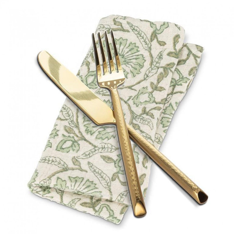 Serviette florale verte et blanche
