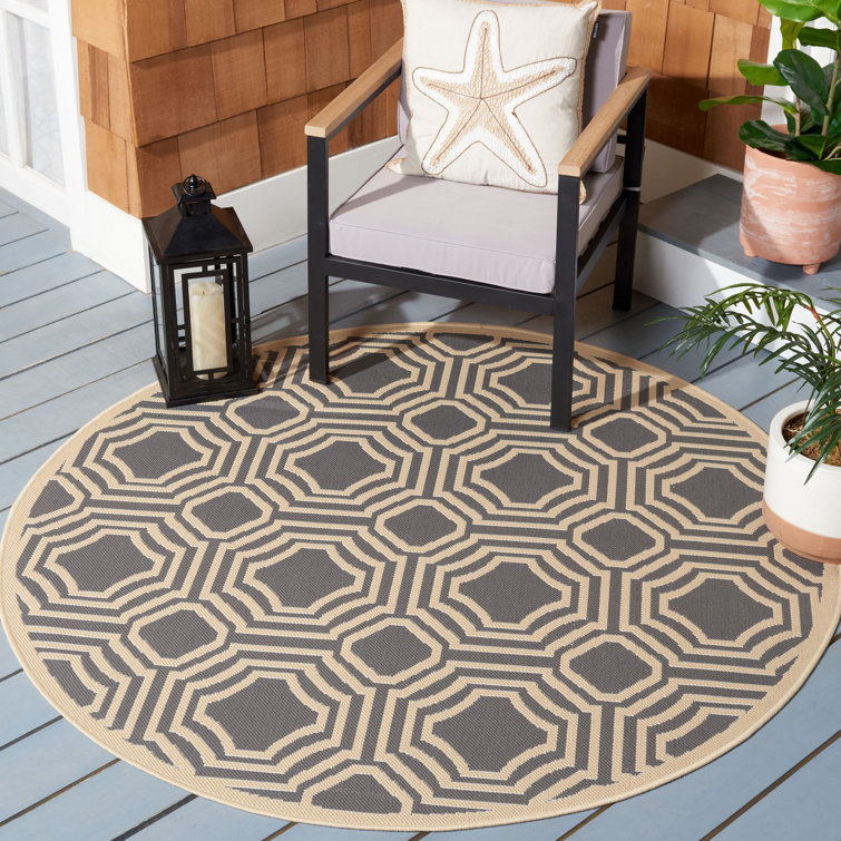 Arneshia Geometric Dark Gray/Beige Indoor/Outdoor Area Rug