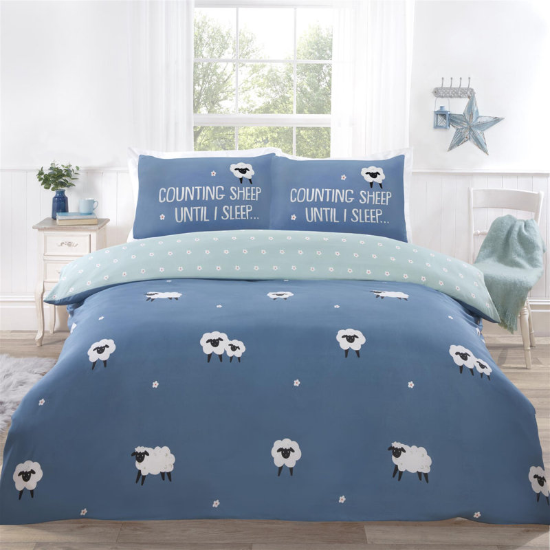 Counting Sheep Duvet Set, Blue, Kingsize - 2 Standard Pillowcases
