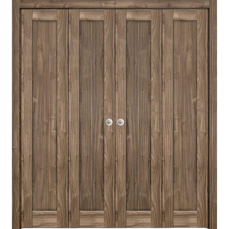 Porte pliante à panneaux en bois Quadro, 96 po x 84 po, Noyer