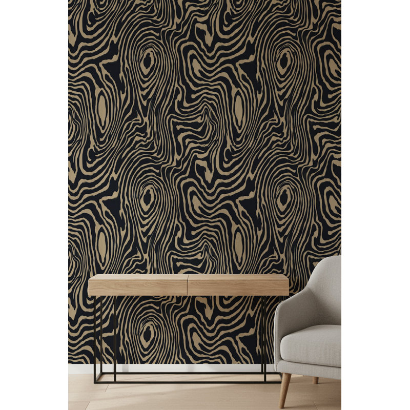 Papier peint abstrait à motifs abstraits muraux beige organique, Peler et coller