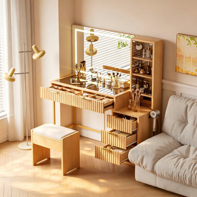 Meuble-lavabo 48 po avec miroir et lumières pour la chambre à coucher