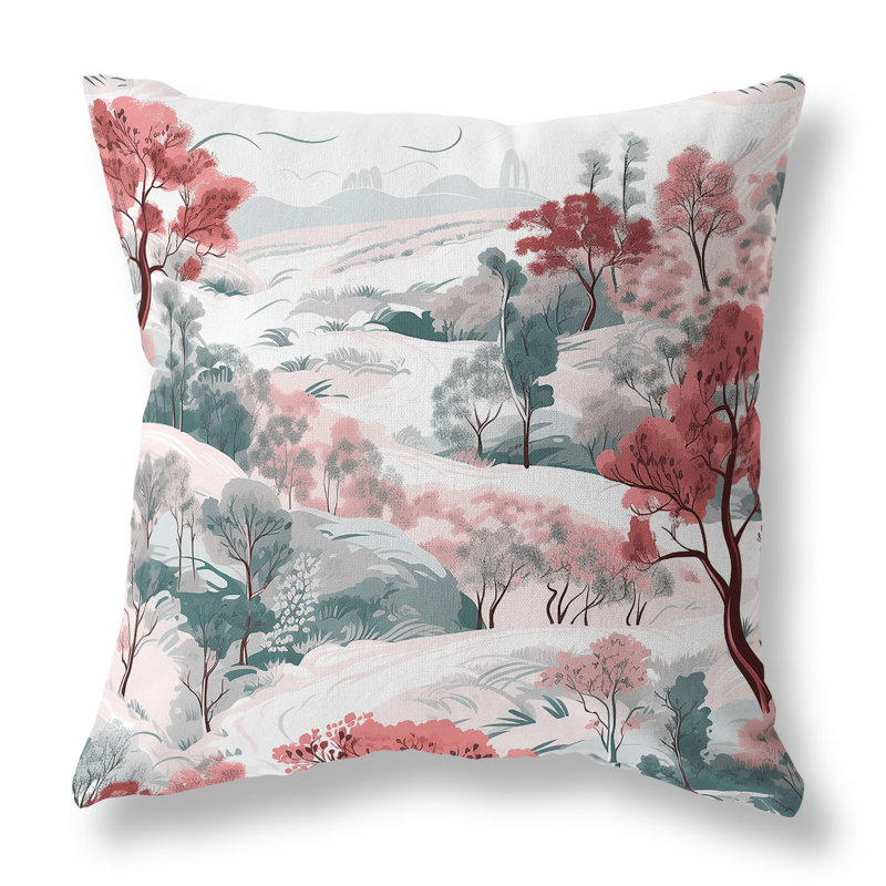 Coussin décoratif réversible à motif floral Leaf Magic Stories, Vert / rose, H 16 po x l 16 po