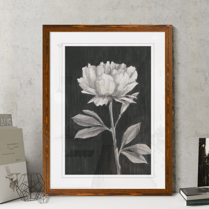 «Black and White Flowers III» par Paul Cezanne - Peinture sur toile encadrée, Papier avec cadre érable