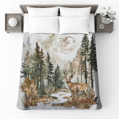 Deer In Forest Landscape Bedding Wildlife Bedspread Nature