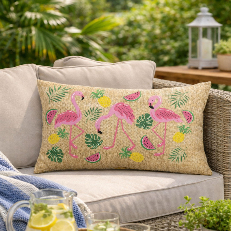 Coussin d'extérieur Summer Tropical Flamingo