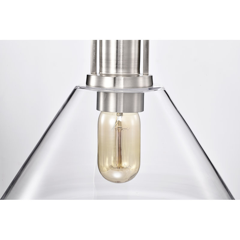 Luminaire suspendu conique à 1 lumière June, H 11,5 po x l 11,5 po x P 11,5 po, Nickel brossé