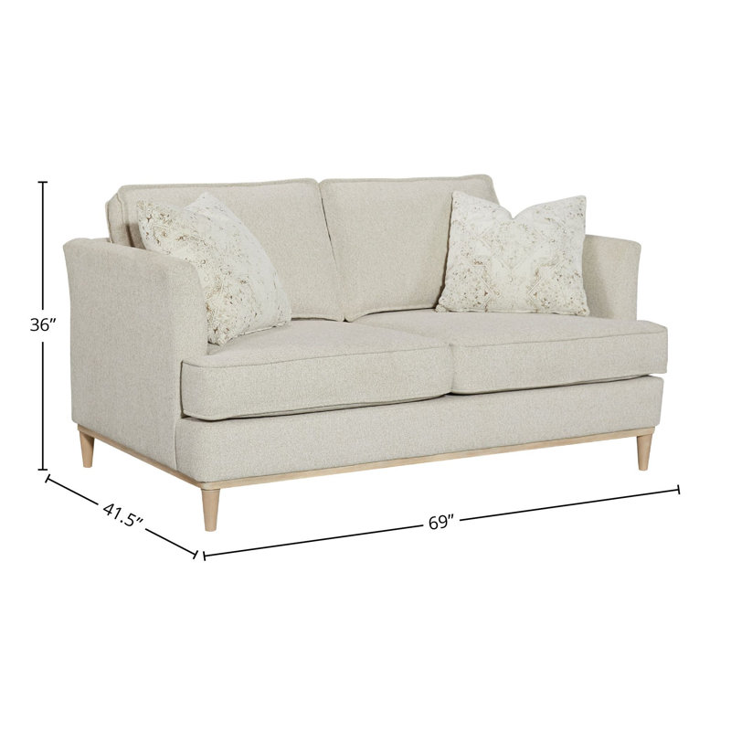 Haley Upholstered Loveseat with Pillows, Sand
