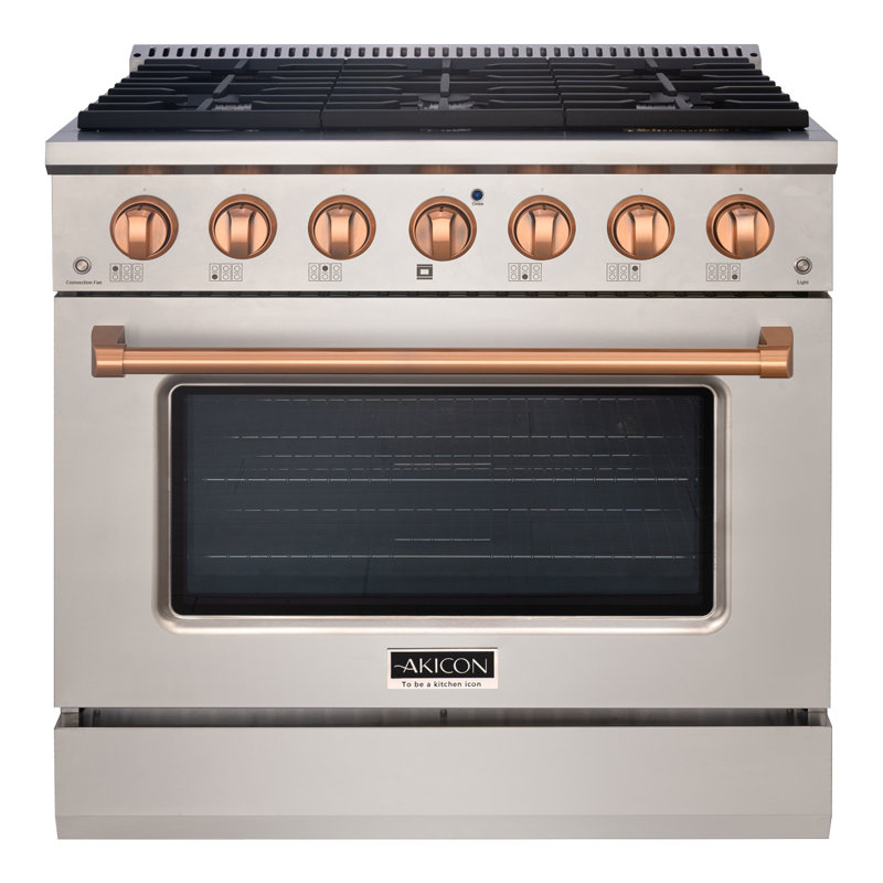 Akicon 36" Stainless Steel Convection Gas Range with 6 Burners