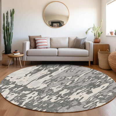Tapis gris Prisco lavable à la machine de qualité supérieure