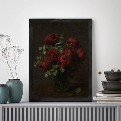 Reproduction d'art encadrée noire, "The Night dyes the red roses", reproduction d'art classique
