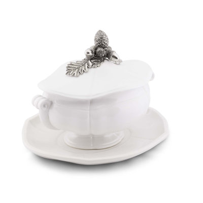 Majestic Forest Pewter and Stoneware Tureen