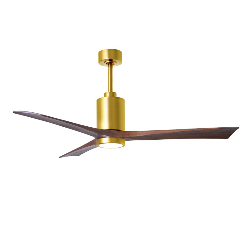 Patricia LED Downrod Ceiling Fan, Brushed Brass, Walnut Tone, 60"