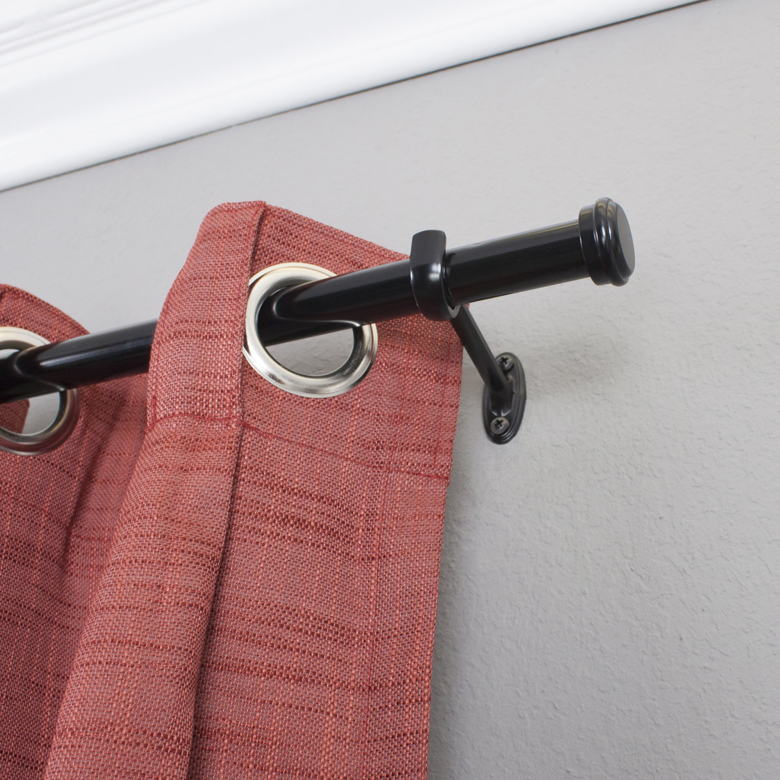 Linc Metal Single Curtain Rod, 72"-144" W, Dark Espresso
