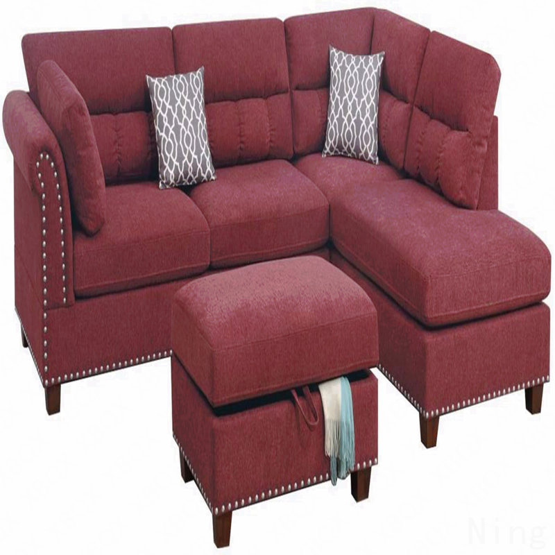 Sectional Sofa Red Velvet #F6419