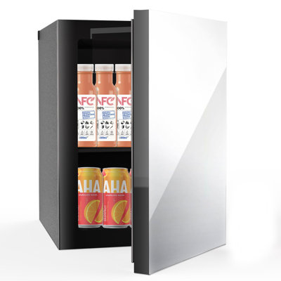 Réfrigérateur à boissons, mini-réfrigérateur à 24 canettes / 0,9 pieds cubes avec porte miroir, tablettes réglables pour boissons gazeuses, bières ou cosmétiques, réfrigérateur pour la chambre à coucher, le bureau et le bar