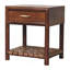 Table de chevet en T en bois de châtaignier, 1 tiroir, 1 tablette ouverte, brun foncé