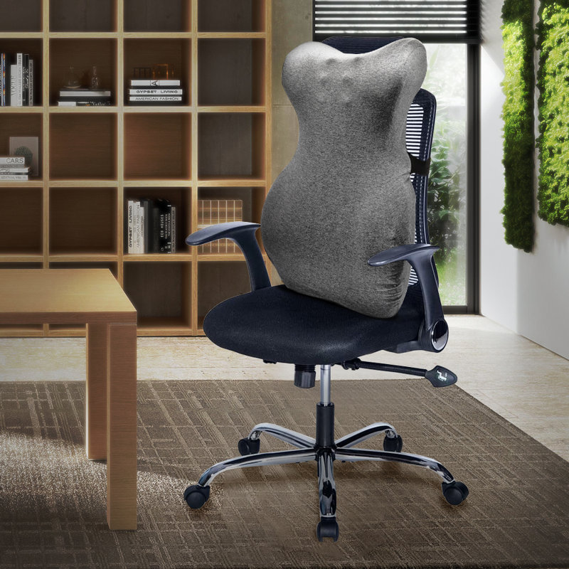 Structure ergonomique en uréthane en mousse à mémoire de forme avec coussin lombaire par Lyndy, Gris foncé