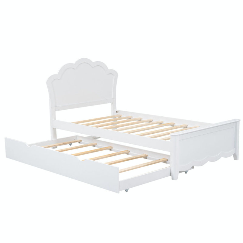 Ela Wood Platform Bed with Headboard, Twin, White