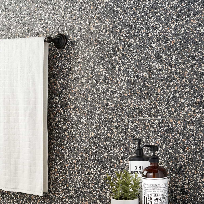 Terrazzo Italy 24x24 Honed Terrazzo Tile, Dolce Mora Gray
