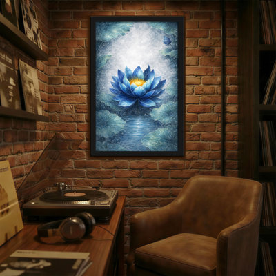Plantes et fleurs, feuilles de lotus bleues, reflet de l'eau
