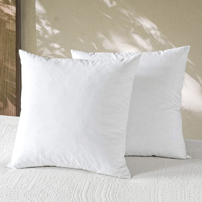 100% Cotton Shell Feather Down Soft Medium Throw Pillow Inserts(Set of 2), 22"H x 22"W