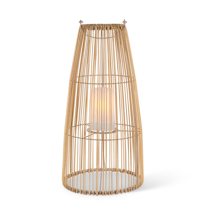 20 Inch Outdoor Solar Rattan Lantern