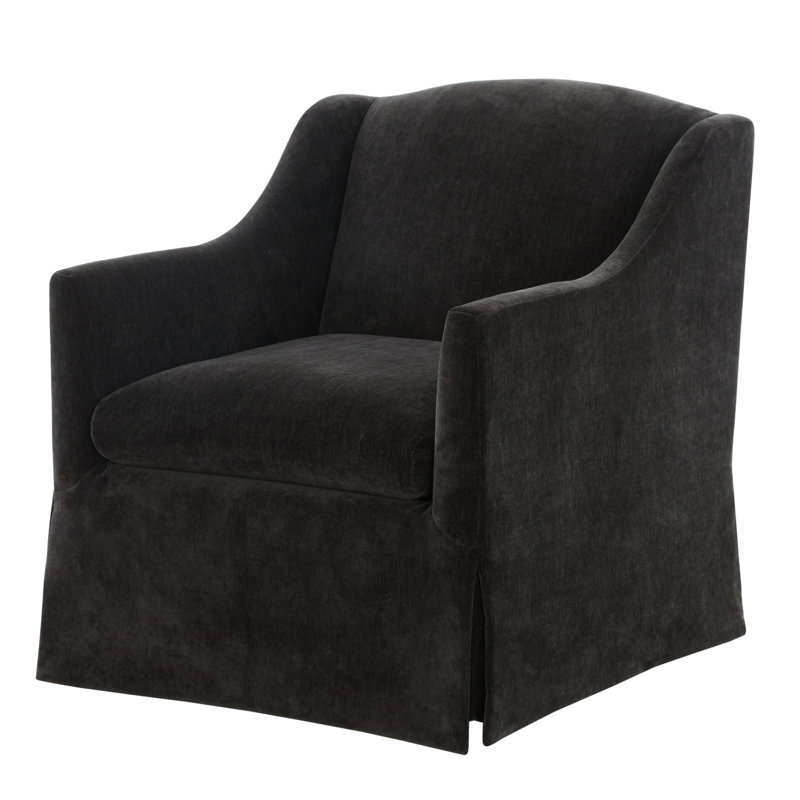 Chaise d'appoint pivotante à jupe - Vison L 32,6 po x l 28 po x H 33,1 po 1 pièce Chaise d'appoint en vison pivotant à 360 degrés, base à jupe