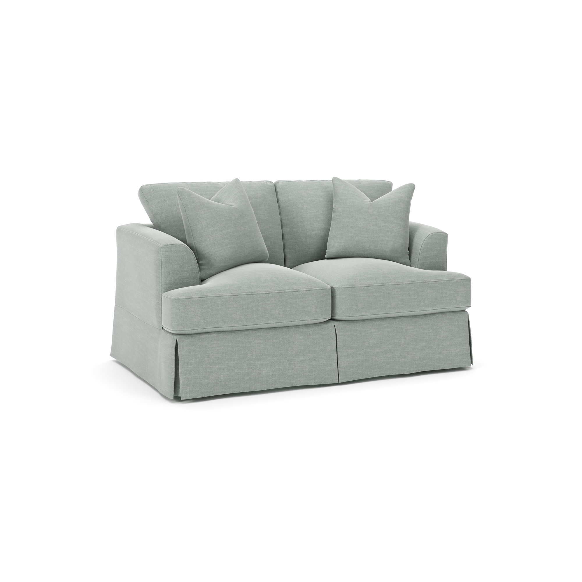 Lucia 65.5" Recessed Arm Slipcovered Loveseat, Conversation Capri Basketweave