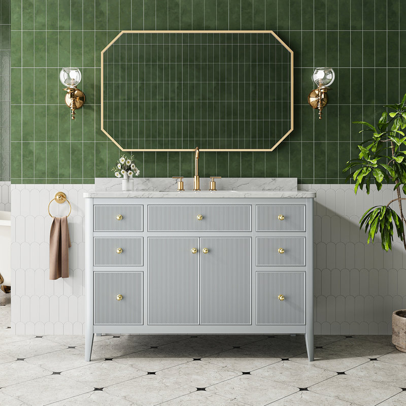 Freestanding Single Sink Bathroom Vanity, Gray