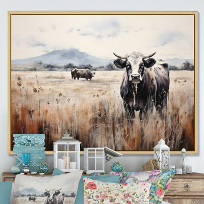 Cow Canvas Wall Art, Meadow Farm Animal Print - Cow In The Meadow I