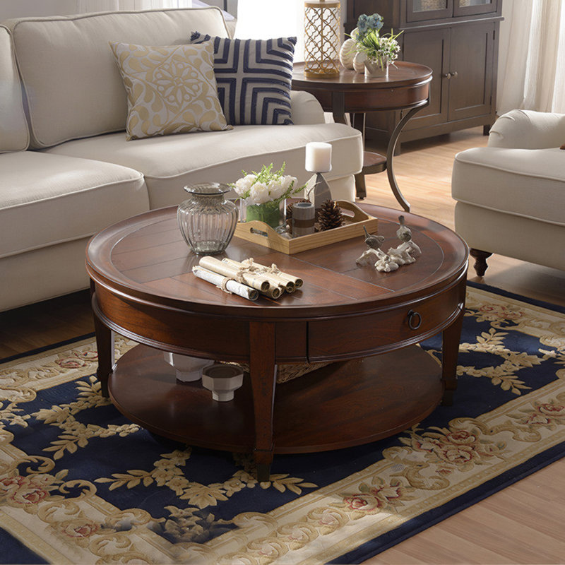 Table basse ronde American Retro, 17.7" H x 43.3" W x 43.3" D