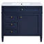 Meuble-lavabo de salle de bain avec lavabo supérieur en céramique, armoire bleue 2 tiroirs 36 po et grand espace de rangement, meuble-lavabo de style avant-gardiste, tablettes fonctionnelles, Modern Grace-1951427755