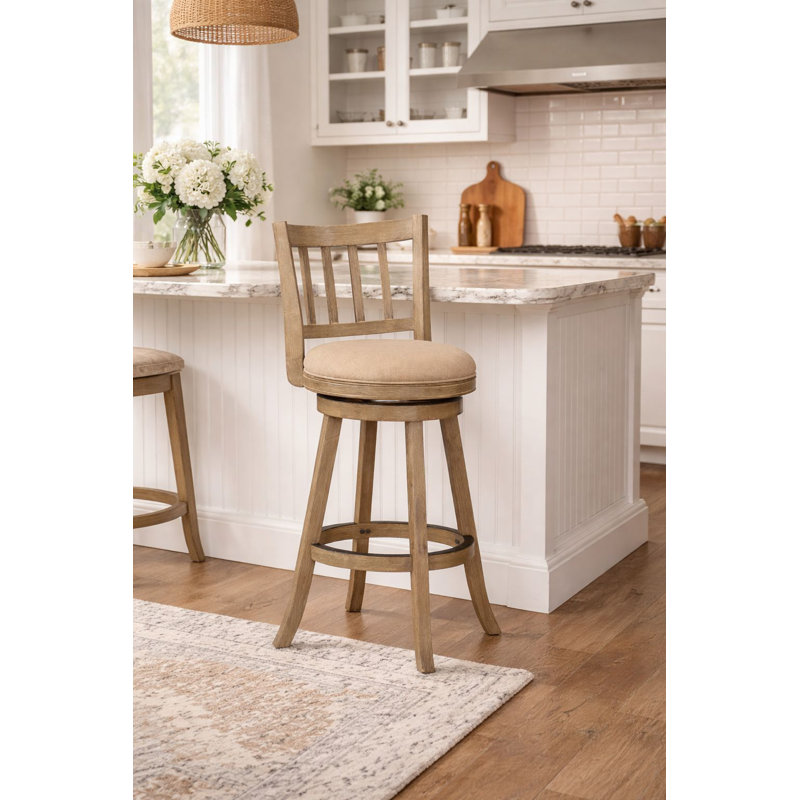 Tabouret de bar / de comptoir Cremilde, Bois flottant brossé au métal et avoine