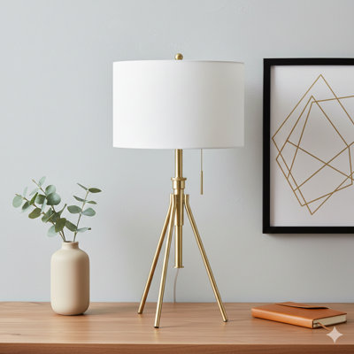Lampe de table à trépied réglable 32-37 "H - Or brossé