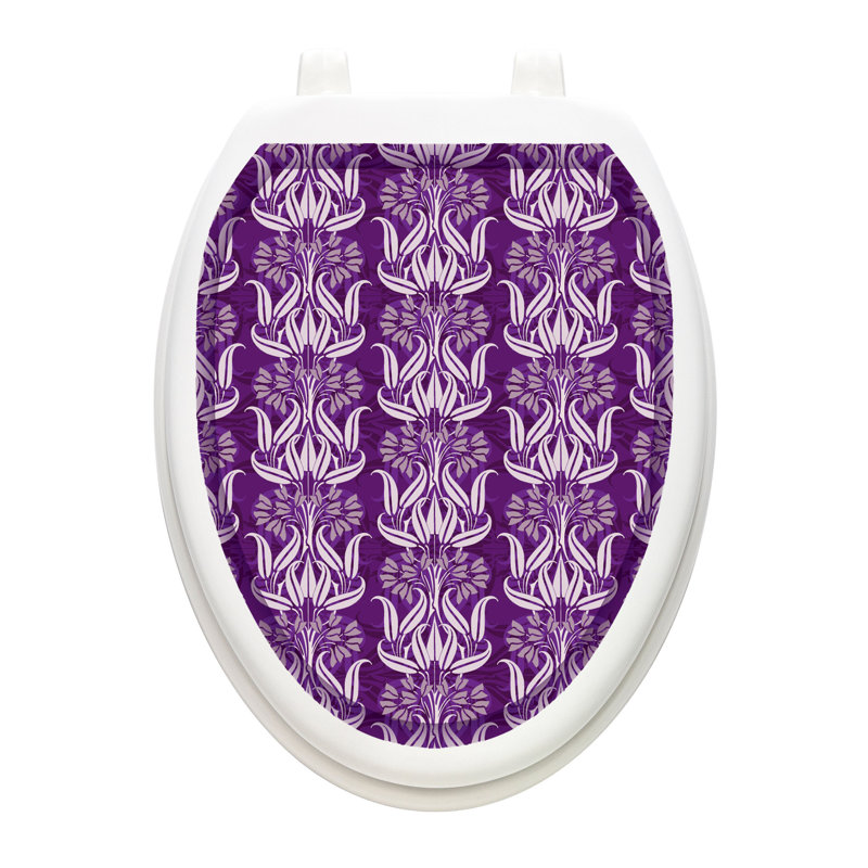Adhésif décoratif pour siège de toilette Classic Bell Flowers, Allongé, Design prune