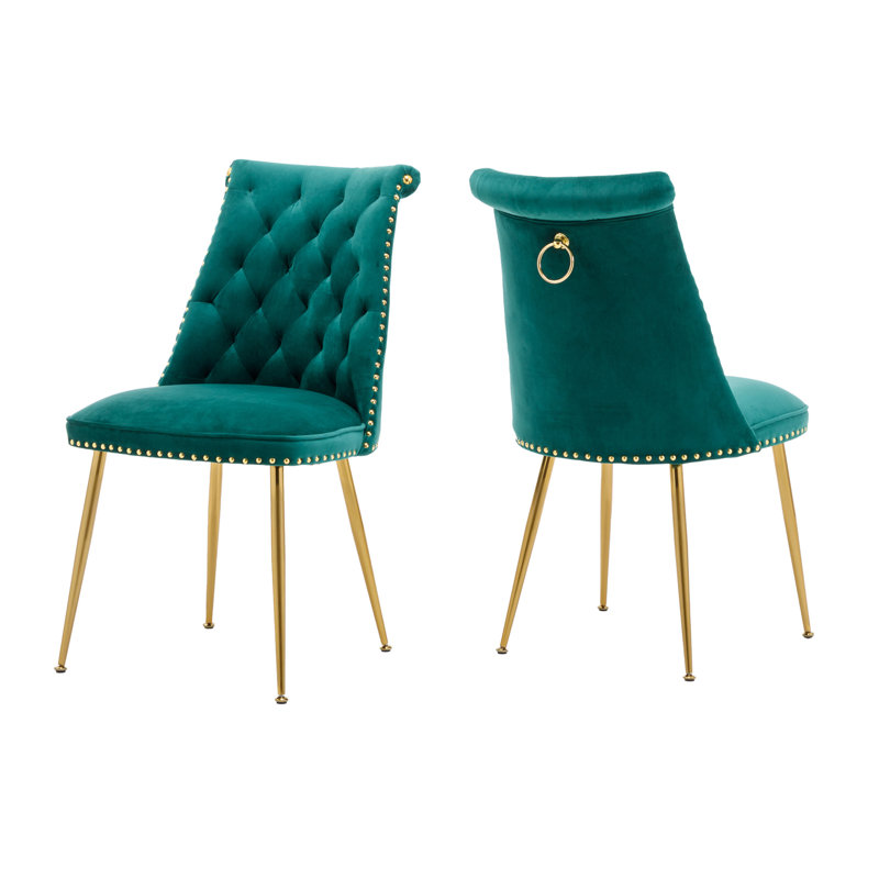 Magallanes 2-Piece Tufted Velvet Dining Chairs, Green