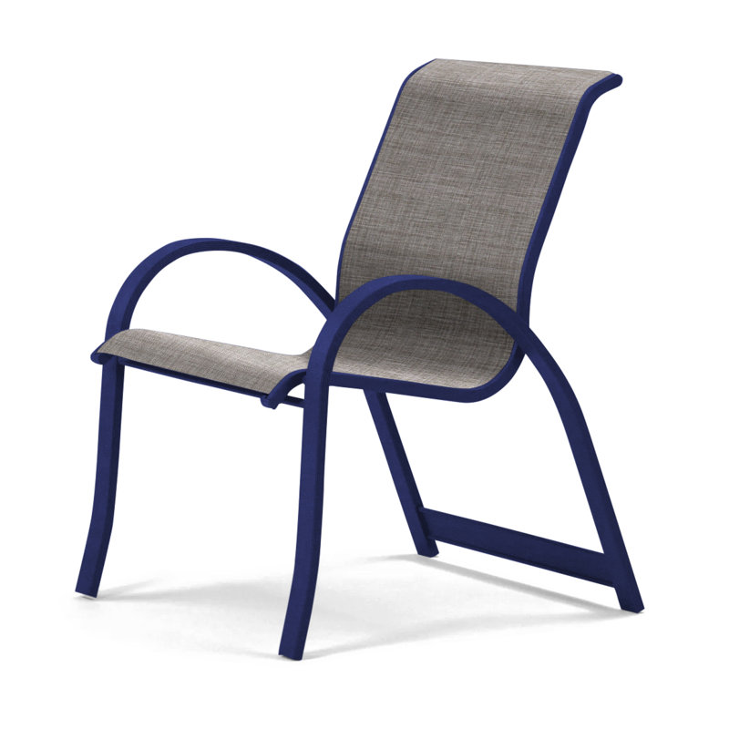 Aruba Stacking Patio Dining Armchair, Augustine Pewter, Snow