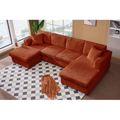 Canapé modulaire en U 4 places, canapé en velours côtelé l 110 po
