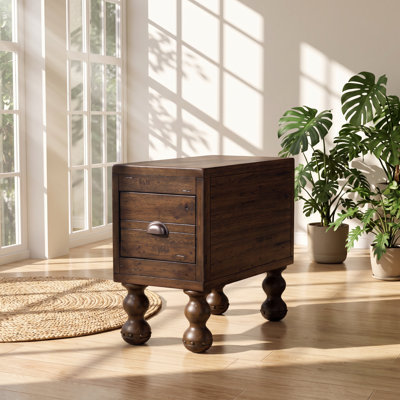 Table d'appoint en pin massif, 1 tiroir, dimensions : FSH 23,6 po L x 12,6 po P x 20,5 po H